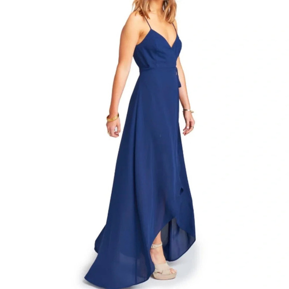 Show Me Your MuMu Mariah wrap dress Maxi Dress blue medium new - Picture 1 of 16